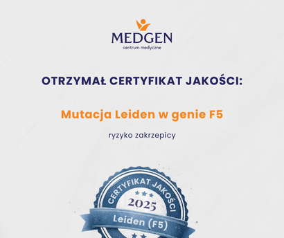 Aktualność: Mutacja Leiden - certyfikat jakości dla MedGen